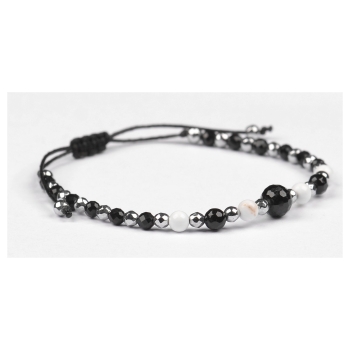 Bransoletka celebrytka czarny TURMALIN HOWLIT HEMATYT ochrona i szczęście